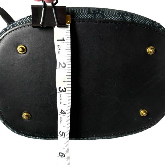 Dooney & Bourke Blue Canvas Bucket Bag Shoulder Handbag Leather Monogram - Picture 13 of 15